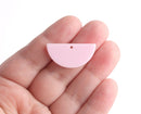 2 Soft Pink Half Circle Charms, Pastel Colors, Acrylic, 30 x 15mm