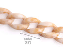 7" Light Tortoise Shell Chain, 38mm, Extra Large, White, Brown and Beige Marble