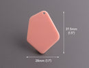 2 Geometric Pendants in Peach, Coral Pink Earring Blanks, Acrylic, 37.5 x 28mm