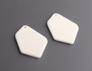 2 Geometric Pendants in Bone White, Diamond Shaped Blanks, Ivory Earring Blanks, Acrylic, 37.5 x 28mm