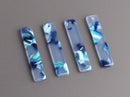 4 Blue Acetate Bar Charms, Translucent Blue Tortoise Shell, Cellulose Acetate, 36 x 7.5mm