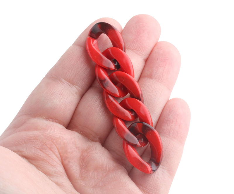 1ft Imperial Red Acrylic Chain Links, 23mm, Thick and Chunky, For Glasses Chains