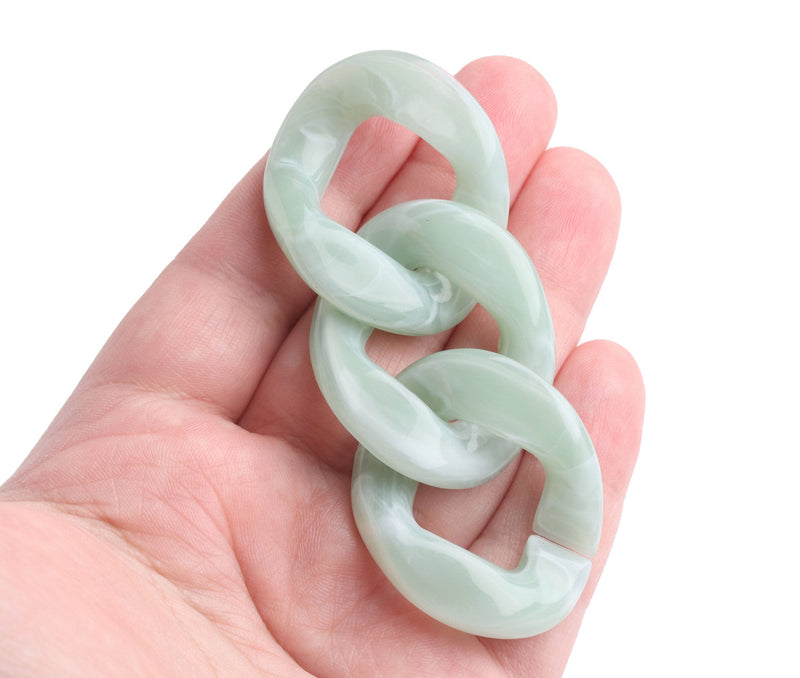 1ft Succulent Green Acrylic Chain Links, 38mm, Extra Large, Pastel Aesthetic