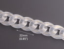 1ft Translucent Acrylic Chain Links with Gold Glitter Dust, 23mm, For Cuban Necklaces