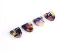 4 Tiny Half Circle Earring Charms, 0.5" Inch, Multicolor Tortoise Shell Bead, Wholesale Acetate Charm, Colorful Charms in Bulk, HC026-11-KMC