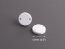 4 Small Circle Connectors, Two Holes, Pure White, Cellulose Acetate, 12mm