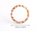 2 Round Ring Connectors, No Hole, Pearl White Marble with Gold Veins, Infinity Circle, Plastic O-Ring, Acetate, 32mm