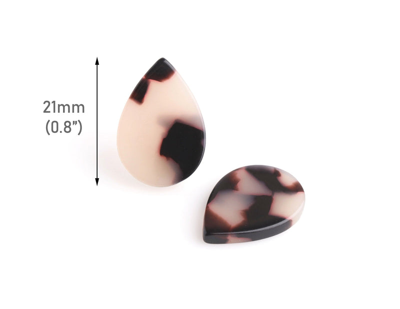 4 Small Teardrop Blanks, No Hole, Blonde Tortoiseshell, Great for Stud Earring Making, 21 x 14.5mm