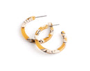Sunflower Yellow Hoop Earring Findings, 1 Pair, Yellow Hoops, Tortoise Shell, Acrylic Earring Pieces, Acetate Jewelry Supply, EAR092-30-YWB