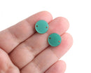 4 Small Circle Connectors in Emerald Green, Double Holes, Cellulose Acetate, 12mm