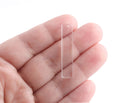 4 Clear Acrylic Bar Blank Charms, 1 Hole, Transparent, 36 x 7.5mm