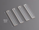 4 Clear Acrylic Bar Blank Charms, 1 Hole, Transparent, 36 x 7.5mm