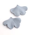 2 Light Gray Gingko Leaf Charms, 1.75" Inch, Matte Gray, Botanical Pendants, Mermaid Fish Tail Charms, Craft Jewelry Supply, FW053-45-GY08