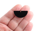 2 Black Half Circle Charms, Acrylic, 30 x 15mm