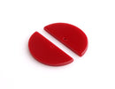 2 Maroon Red Half Circle Charms, 30 x 15mm, Oxblood Designer Charm, Half Moon Necklace, Acrylic Earring Blank, Jewelry Supply, HC016-30-RD02