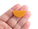 2 Small Half Moon Charms, Butterscotch Orange, Colored Acrylic, 30 x 15mm