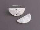 2 Pearl White Half Circles with 2 Holes, 30mm, Earring Blank Charm, Double Loop, Half Moon Connectors, Jewelry Supply Findings, HC017-30-W12