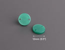 4 Small Circle Connectors in Emerald Green, Double Holes, Cellulose Acetate, 12mm