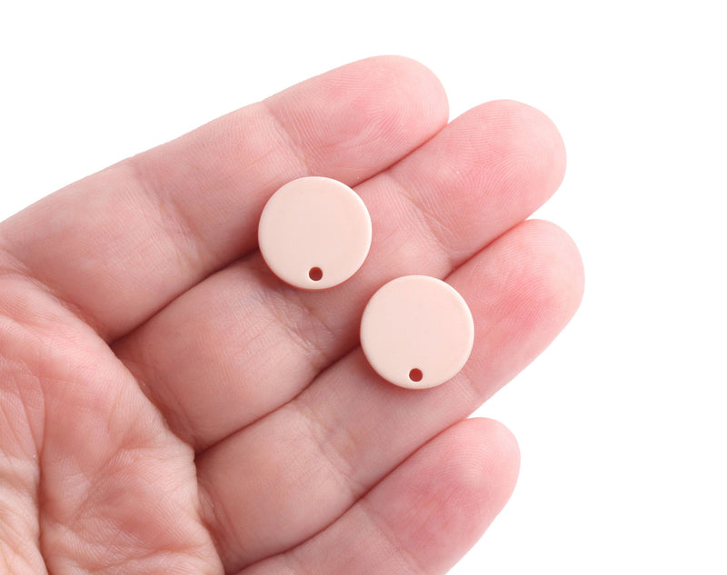 4 Nude Earring Stud Blanks, 15mm, Resin Earring Parts, Light Pink Acetate, Acrylic Studs with Hole, Round Post Earrings, EAR082-15-PK23
