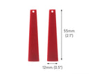 4 Maroon Red Obelisk Charms, Bar Shape, Acrylic, 55 x 12mm