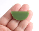 2 Semi Circle Connectors with Two Holes, Olive Green, Cellulose Acetate, 37 x 18mm