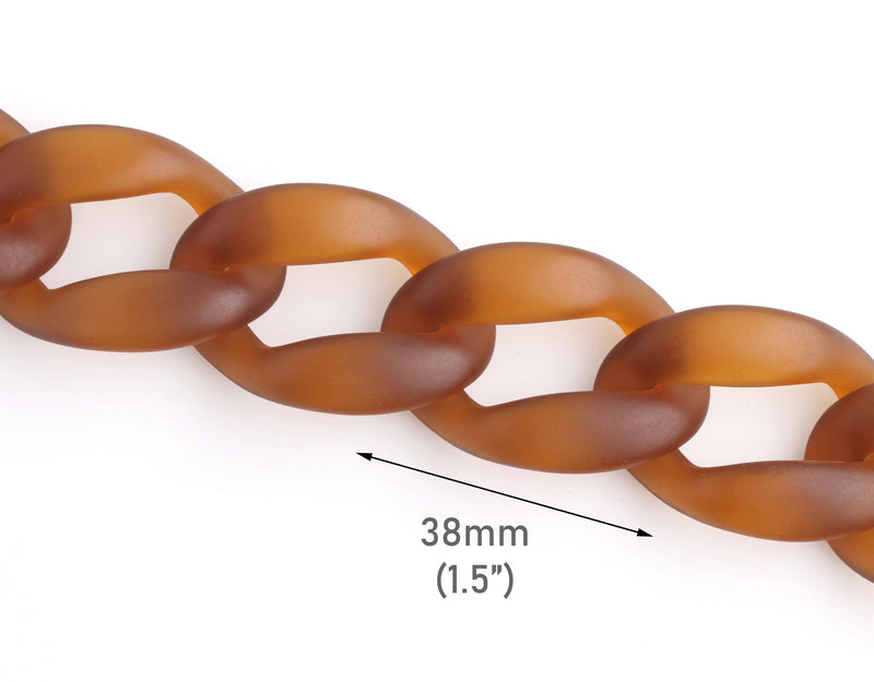 1ft Frosted Plastic Chain Links in Coffee Brown, 38mm, Raised Curb Chain