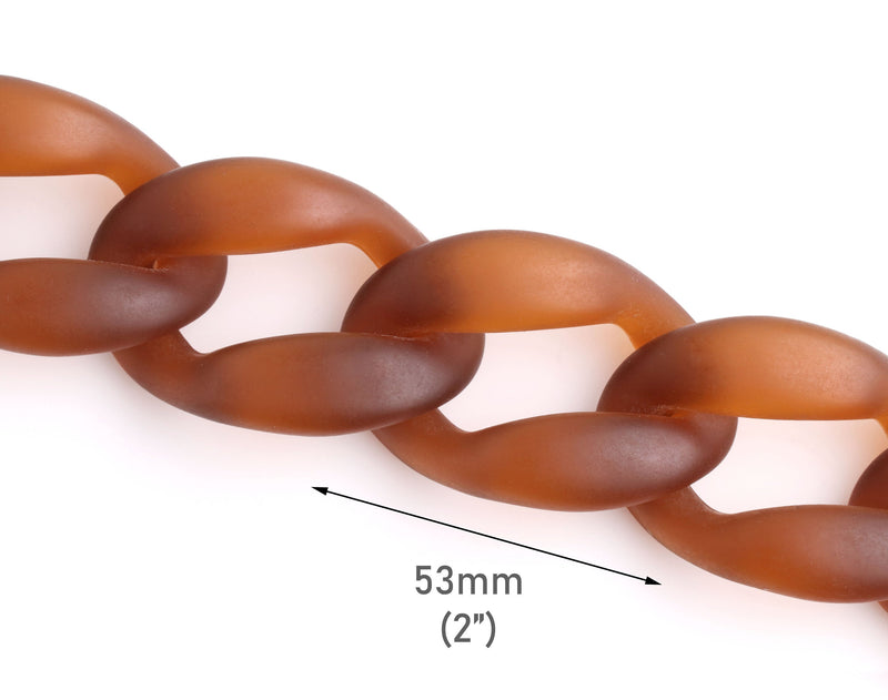 1ft Frosted Acrylic Chain Links in Coffee Brown, 53mm, Extra Large, Raised Curb Chain