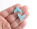 2 Light Blue Mermaid Fish Tail Charms, Acrylic, 19 x 18.5mm