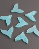 2 Light Blue Mermaid Fish Tail Charms, Acrylic, 19 x 18.5mm