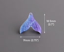 2 Acrylic Mermaid Tail Charms, Blue and Purple Ombre Marble, 19 x 18.5mm