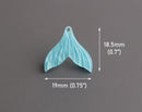 2 Light Blue Mermaid Fish Tail Charms, Acrylic, 19 x 18.5mm