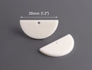 2 Small Half Moon Charms, Ivory and Bone White, Acrylic, 30 x 15mm