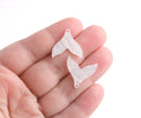 2 Pearl White Mermaid Tail Charms, Acrylic, 19 x 18.5mm