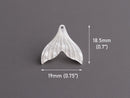 2 Pearl White Mermaid Tail Charms, Acrylic, 19 x 18.5mm