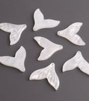 2 Pearl White Mermaid Tail Charms, Acrylic, 19 x 18.5mm