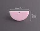 2 Soft Pink Half Circle Charms, Pastel Colors, Acrylic, 30 x 15mm
