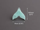 2 Seafoam Green Mermaid Tail Charms, Acrylic, 19 x 18.5mm