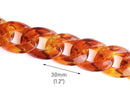 1ft Honey Amber Acrylic Chain Links, 30mm, Red Orange, Large Miami Cuban Connectors