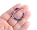 Sapphire Blue Hoop Earring Findings, 1 Pair, Pacific Blue Tortoise Shell Hoops, Flat Thin Hoops, DIY Earring Making Supplies, EAR089-30-BY