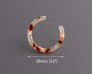 Cherry Blossom Resin Hoop Earring Findings, 1 Pair, Pink Acetate Hoops, Thin Round Hoops, Light Pink Tortoise Shell Hoops, EAR091-30-PK04