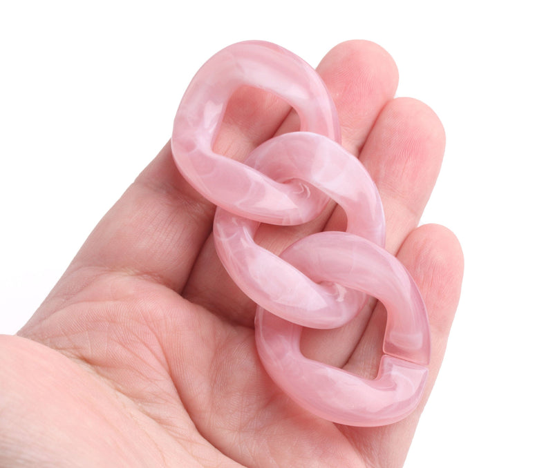 8" Rosewater Pink Plastic Chain, 38mm, Big Curb Chain, Light Pastel Pink Colored