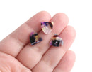 4 Tiny Half Circle Earring Charms, 0.5" Inch, Multicolor Tortoise Shell Bead, Wholesale Acetate Charm, Colorful Charms in Bulk, HC026-11-KMC
