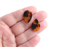4 Small Teardrop Cabochons in Tortoise Shell, Cellulose Acetate, 21 x 14.5mm