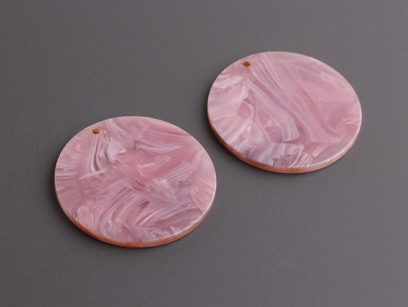 4 Round Discs in Pink and White Marble, 35mm, Craft Blanks for Vinyl, Focal Necklace Pendant, Acrylic Earring Components, CN289-35-PK27