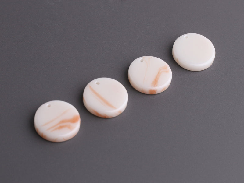 4 Ivory Charms for Jewelry Making, 16mm, Thick Acrylic Blank, Earring Piece, Coin Shaped, Resin Pendant, Tortoise Shell Supply, CN290-16-W22