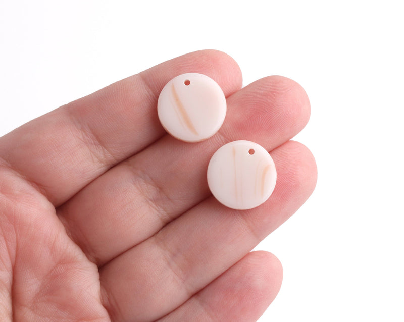 4 Ivory Charms for Jewelry Making, 16mm, Thick Acrylic Blank, Earring Piece, Coin Shaped, Resin Pendant, Tortoise Shell Supply, CN290-16-W22