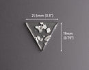 4 Small Inverted Triangle Charms, Silver Foil Leaf Flakes, Clear Transparent Acrylic Shapes, 21.5 x 19mm