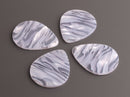 4 Large Teardrop Pendants in Silver Tortosie Shell, 1.5" Inch, Flat Teardrops for Earrings, Blank Acetate Charms, Pearl Gray, TD074-40-GY04