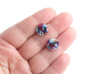 4 Colorful Resin Ear Studs with Hole, Multicolor Acrylic Earring Blank, Tortoise Shell Studs 12mm, Designer Earring Findings, EAR093-12-MC01