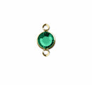 1 Gold Swarovski Crystal Link with Emerald Green, 6mm, Gold Plated Channel Set, 57700